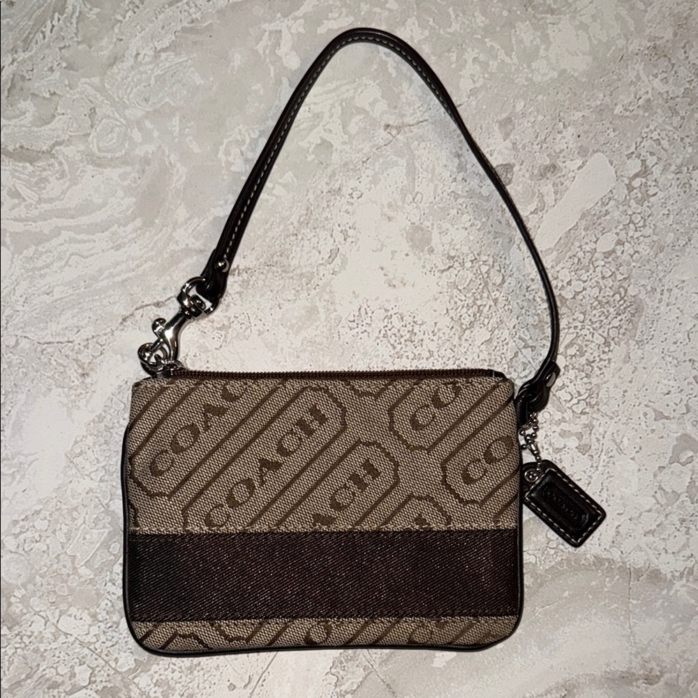 Coach Brown Monogram Clutch Wristlet